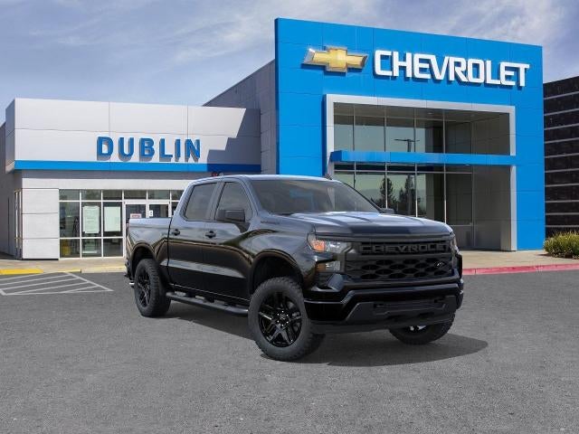 2026 Chevrolet Silverado 1500 Custom in Black — front three-quarter view