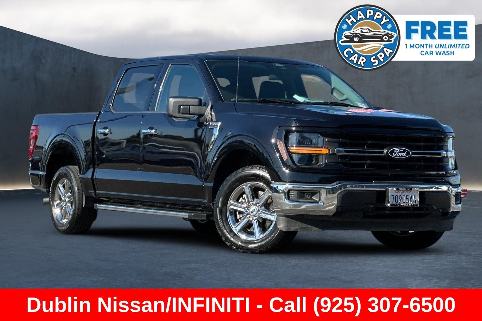 2025 Ford F-150 XLT in Black Metallic — front three-quarter view