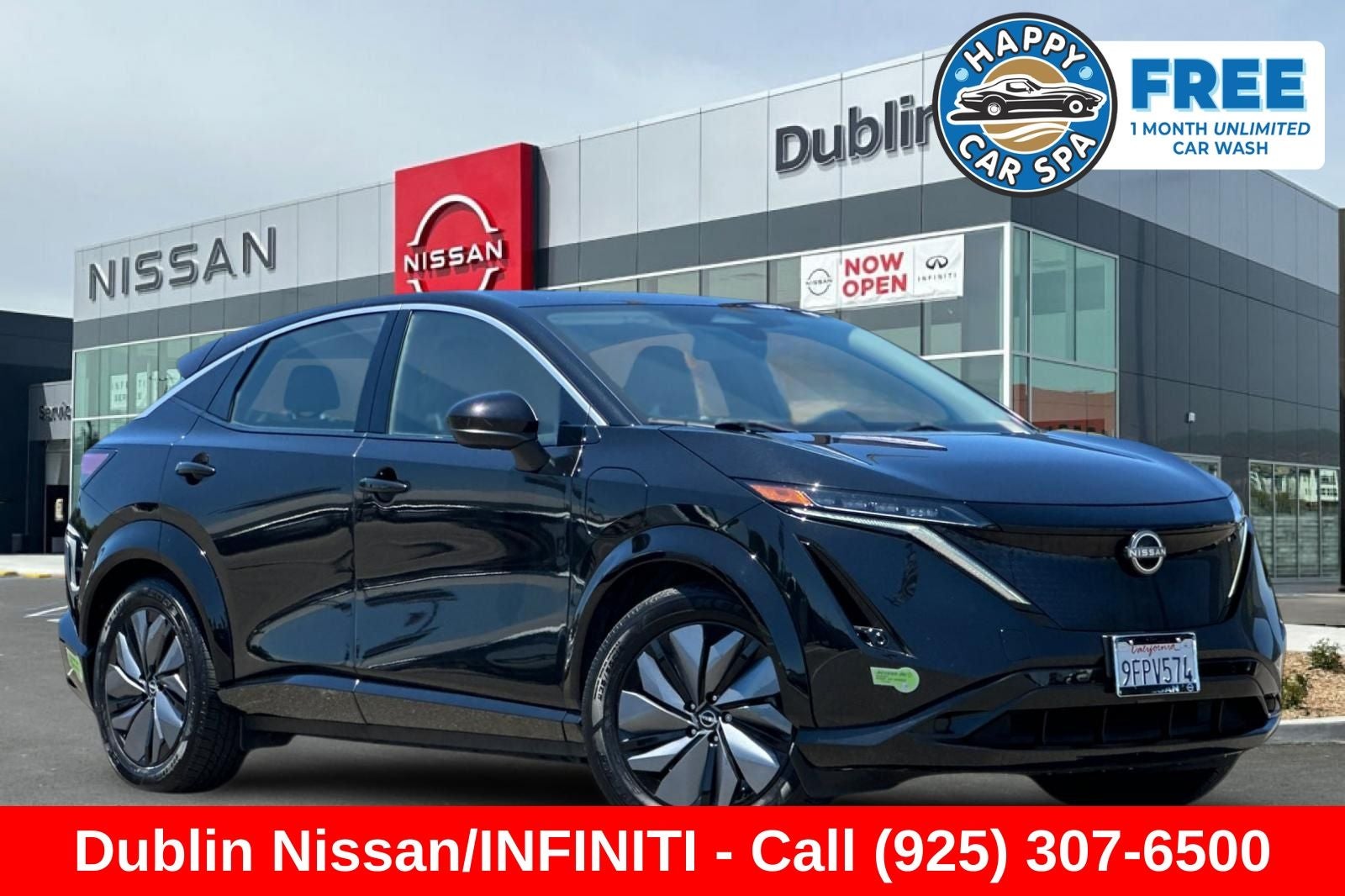 2023 Nissan Ariya ENGAGE in Black Diamond Pearl — front three-quarter view